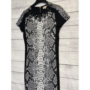 MICHAEL Michael Kors Women's Snake Print Sheath Dress S Embellished Neckline